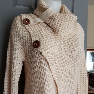 Elegant Cream Cowl Neck Sweater SM